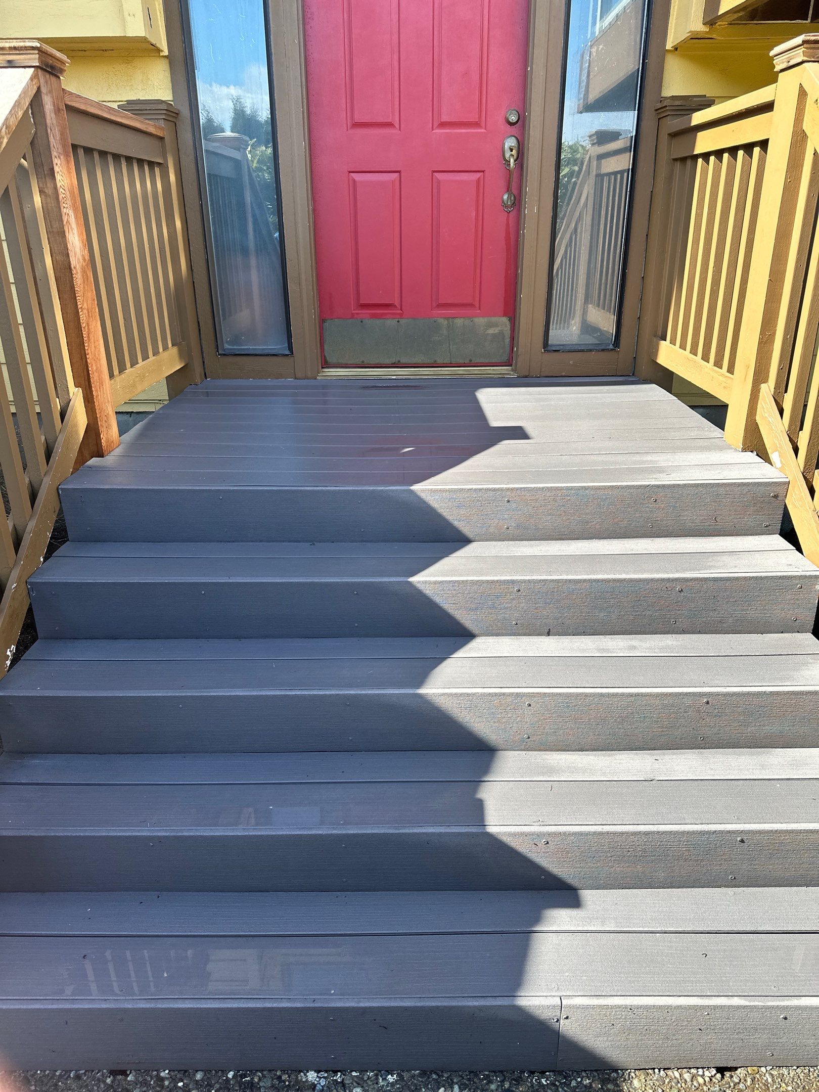 Fall pressure washing on a Washington driveway